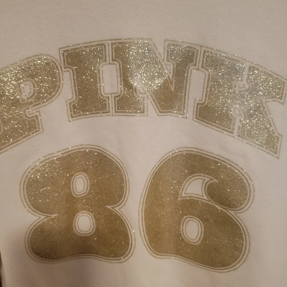 PINK Victoria's Secret glitter cream Sweatshirt size large